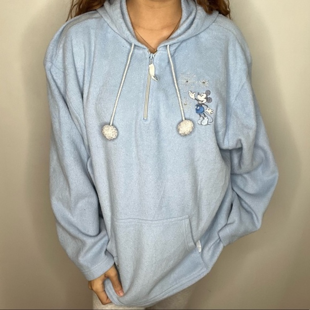 Vintage Disney 90s Mickey Mouse snowflake fleece zip up hoodie sweatshirt XL